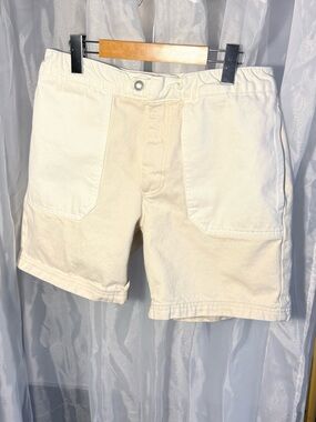 Zara Men's Cream Cotton Drawstring Athletic Shorts